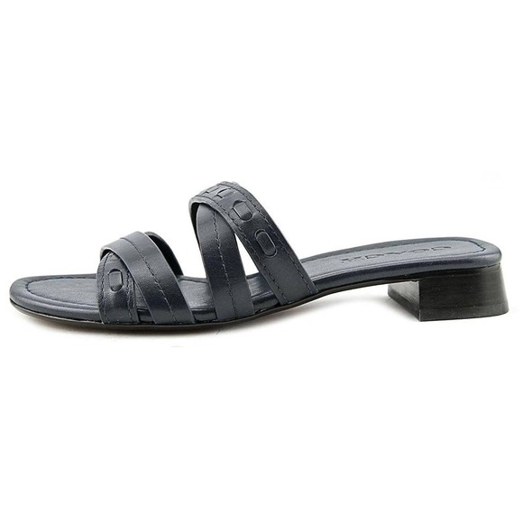 Coach Shoes - Coach Ariana Leather Open Toe Strappy Slides Sandals Navy Blue Women's Size 7